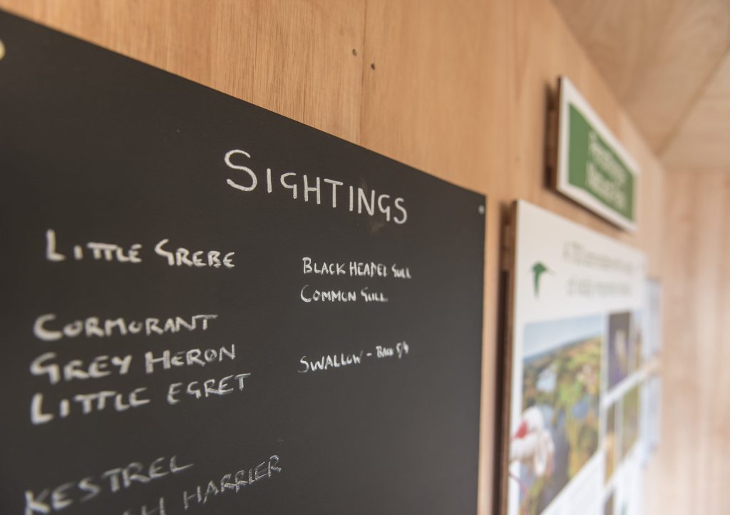 Wetland Hide Birdwatching sightings board
